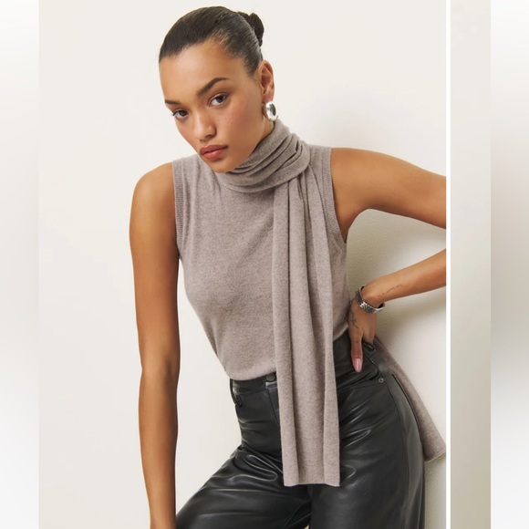 Reformation Elena Cashmere Scarf Tank XS  (Color - Toast) - Picture 2 of 11